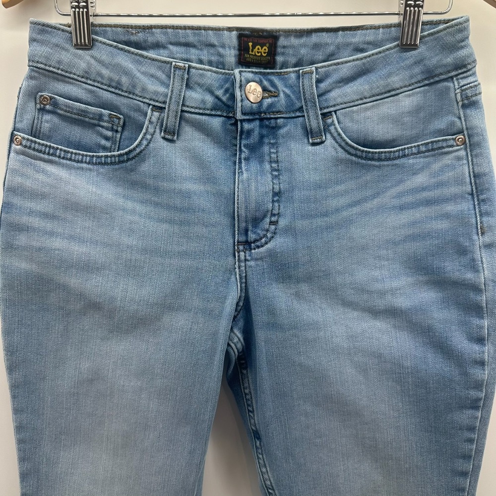 Lee Jeans Womens Blue Faded Denim Straight Leg 5-Pocket Comfort Y2K Outdoor